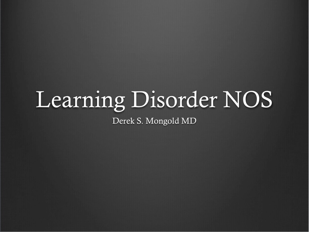 Learning Disorder NOS DSM-IV TR Criteria