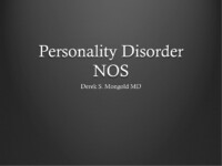 Personality Disorder NOS DSM-IV TR Criteria by Derek Mongold MD