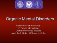 Organic Mental Disorders by MUDr Jiří Raboch DrSc