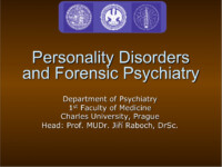 Personality Disorders and Forensic Psychiatry by MUDr Jiří Raboch DrSc
