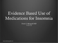 Evedence based sleep meds by Derek Mongold MD